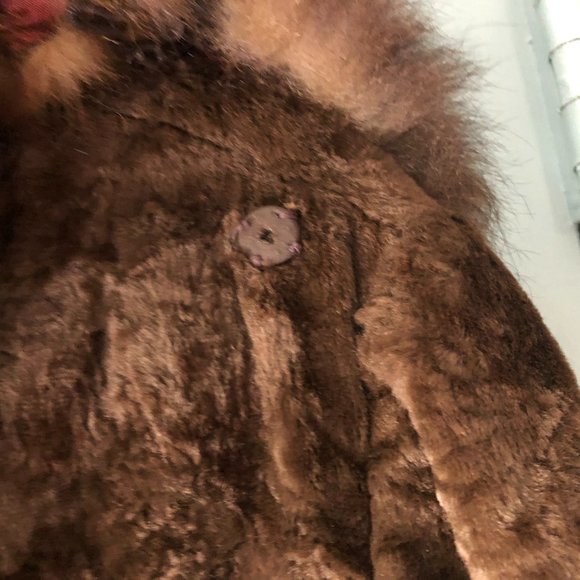 VTG Juniors Coat Fur Trim Velvet Brown Tanganika - Picture 5 of 7